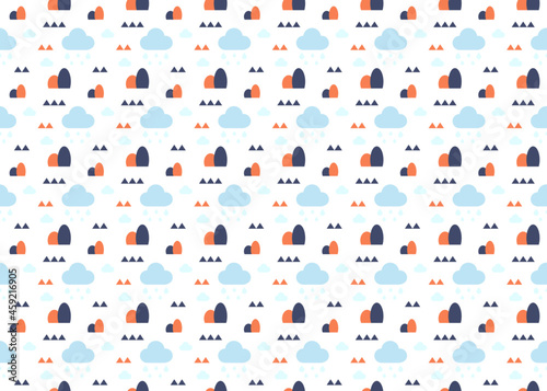 mountain and cloud vector seamless pattern on white background ep19