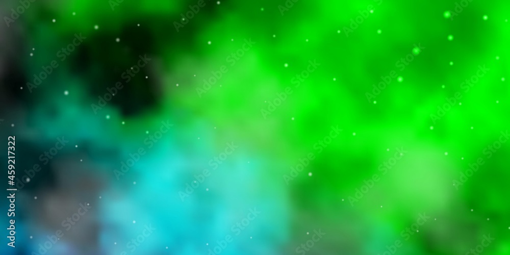 Fototapeta premium Light Blue, Green vector template with neon stars.