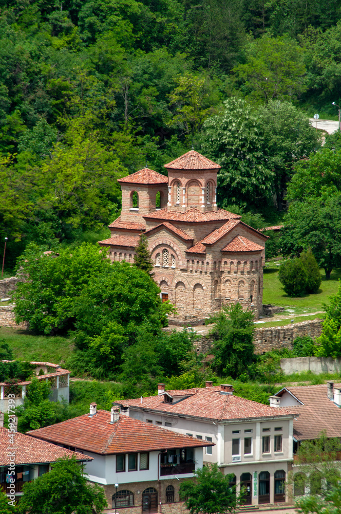 Veliko Tarnovo Bulgaria, Saint Demetrius church with houses in the foreground