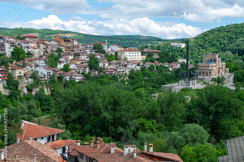 Veliko Tarnovo Bulgaria, panorama over city and the monument of the assen