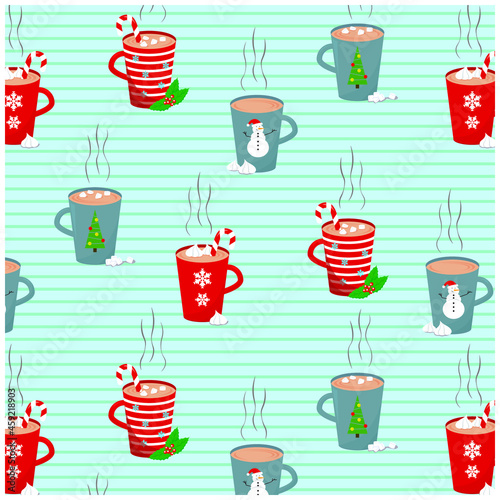 Wonderful merry christmas pattern  with cups for print.