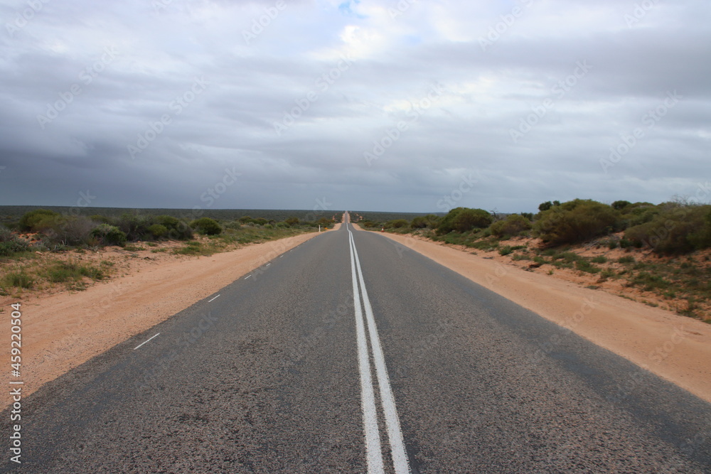 Fototapeta premium Long straight road near Shark Bay, Western Australia.