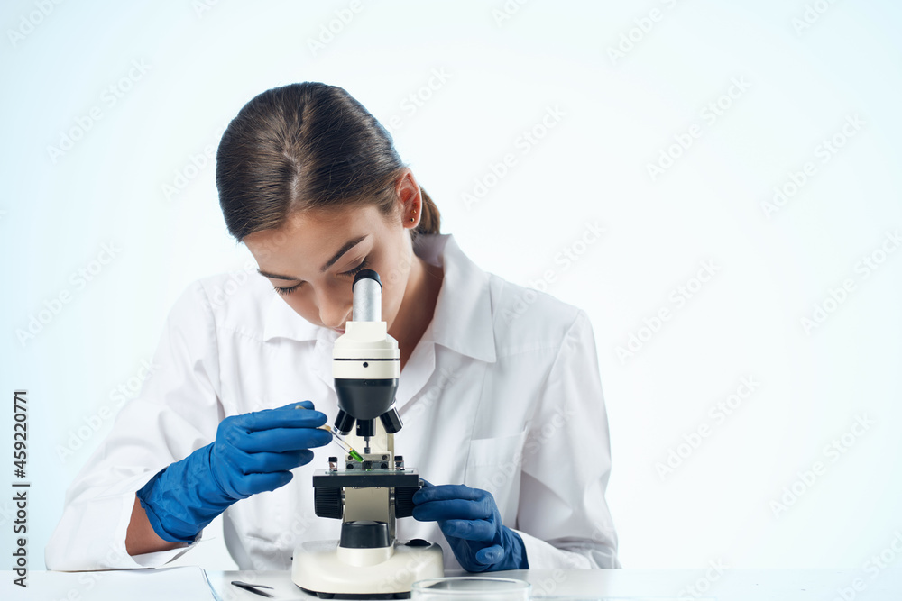 female laboratory assistant work biotechnology analyzes research female laboratory assistant work biotechnology analyzes research