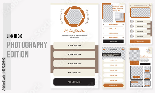 Set of editable social media instagram link in bio photography design bio link vector template ai & eps 10