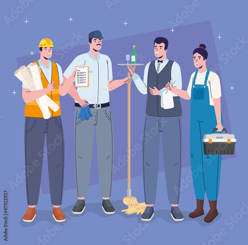 professions workers four characters