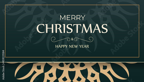 Festive Brochure Merry Christmas dark green with luxury yellow ornament