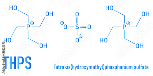 tetrakis(hydroxymethyl)phosphonium sulfate (THPS) biocide molecule. Skeletal formula.