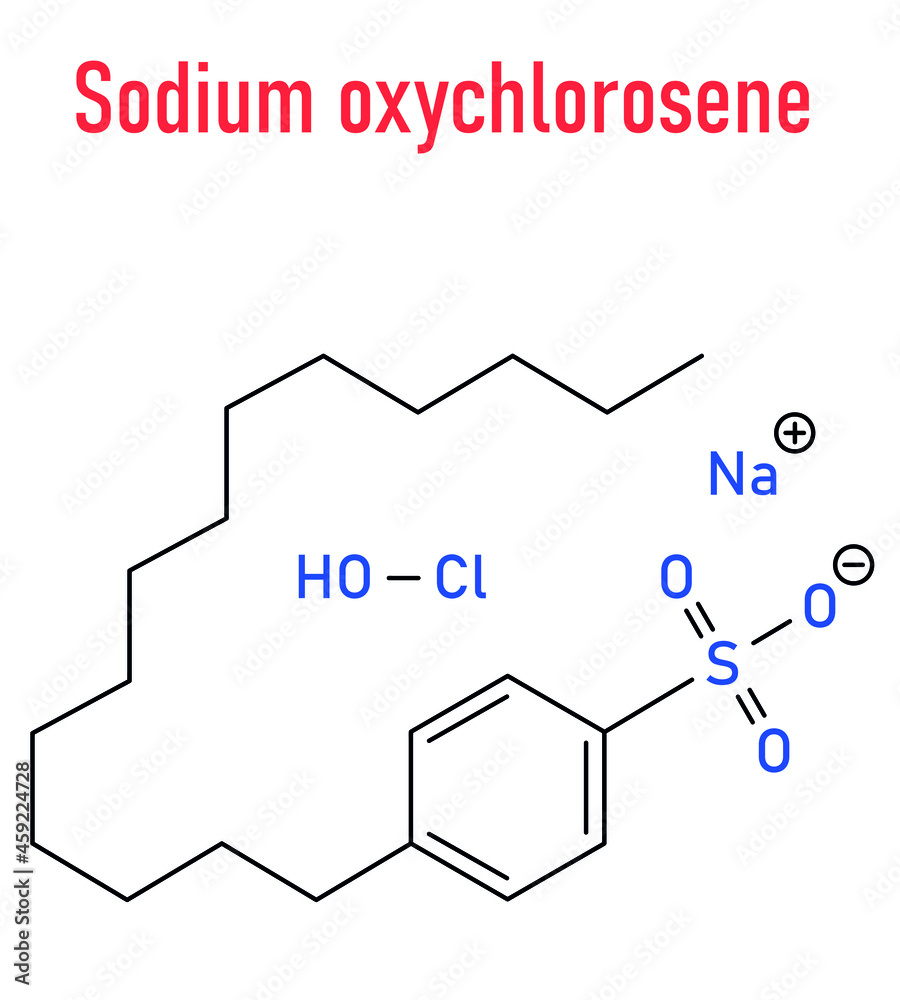Sodium oxychlorosene antiseptic molecule. Skeletal formula.