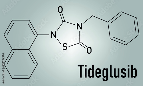 Tideglusib drug molecule (GSK-3 inhibitor). Skeletal formula. photo