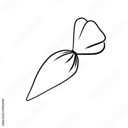 Pastry bag. Piping Cream Cake. Outline Icing bag. Cartoon illustration