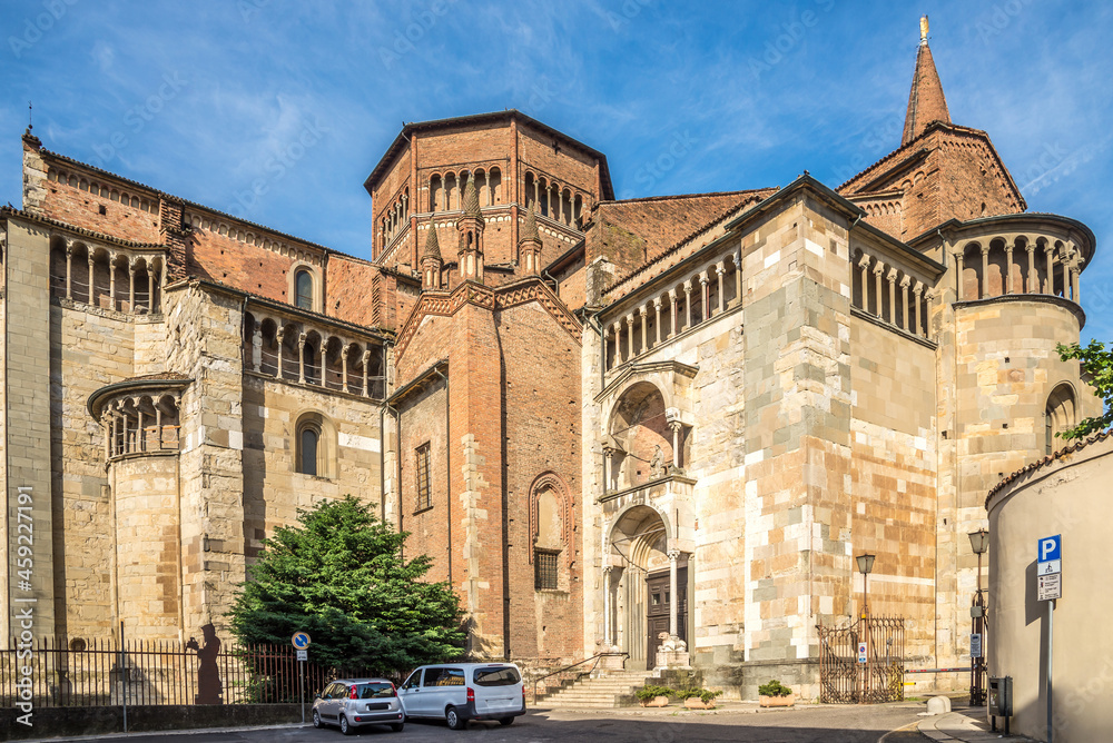 View at the Cathedral of Santa Maria Assunta and Santa Giustina in Piacenza, Italy