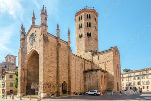 View at the Basilica of San Antonio in the streets of Piacenza in Italy