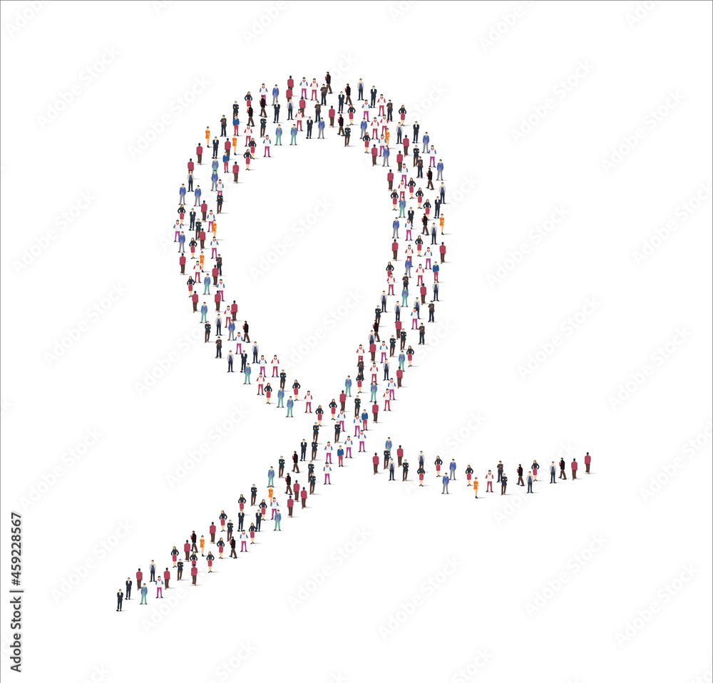 Fototapeta premium Large group of people illustration flat. forming the ....... symbol on white background. Vector illustration, Group, People set