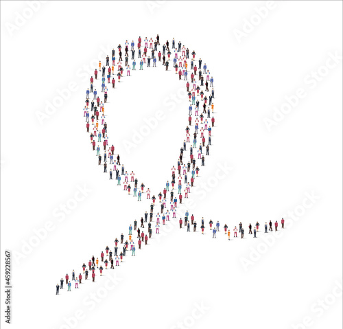 Large group of people illustration flat. forming the ....... symbol on white background. Vector illustration, Group, People set