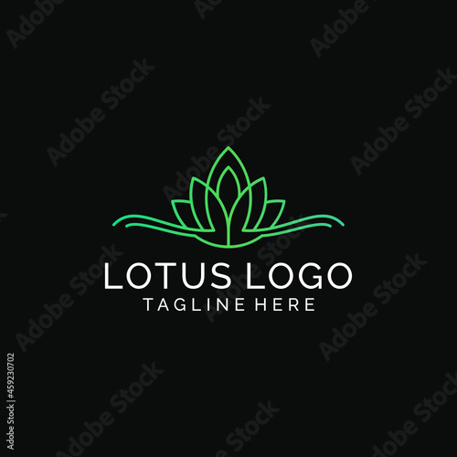 Luxury monoline blossom lotus flower modern logo design