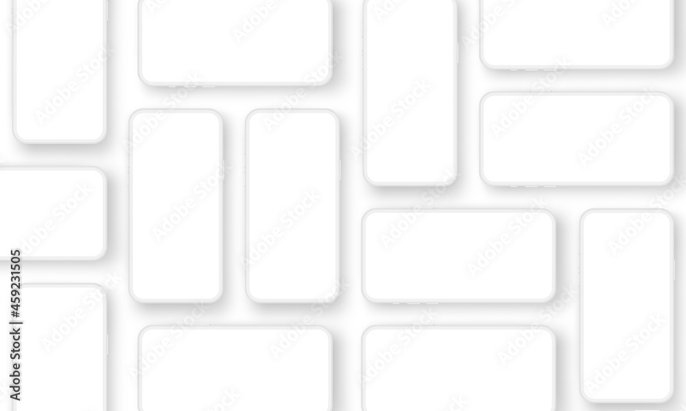 White Clay Smartphones with Blank Screens for App Design Presentation. Vector Illustration White Clay Smartphones with Blank Screens for App Design Presentation. Vector Illustration