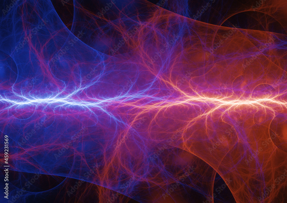 Fire and ice lightning, abstract electrical power background