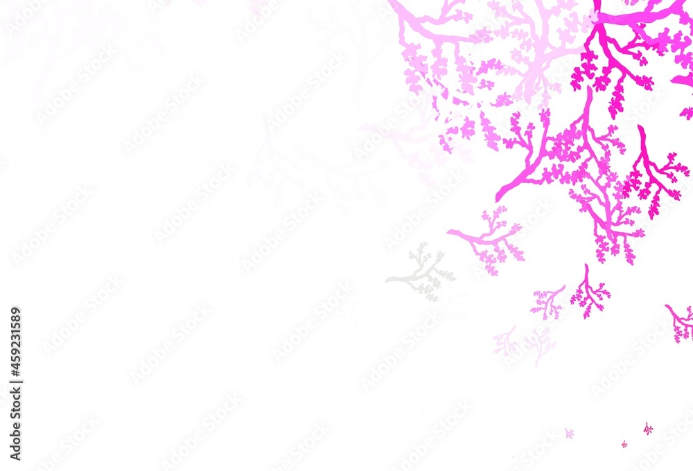 Light Purple, Pink vector doodle pattern with branches.