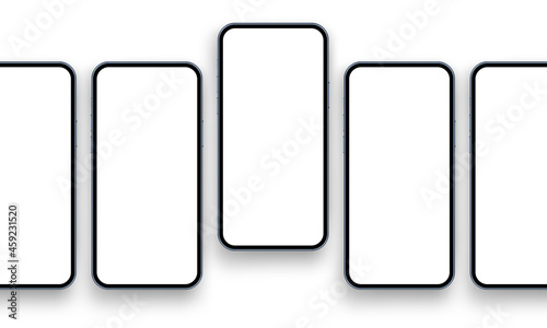 Smartphones with Blank Screens, Isolated on White Background. Mockup for Mobile App Design. Vector Illustration