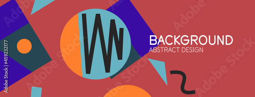 Abstract background. Blocks, lines, triangles, circles composition. Techno or business concept for wallpaper, banner, background, landing page
