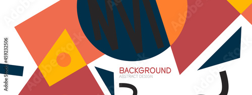 Abstract background. Blocks, lines, triangles, circles composition. Techno or business concept for wallpaper, banner, background, landing page