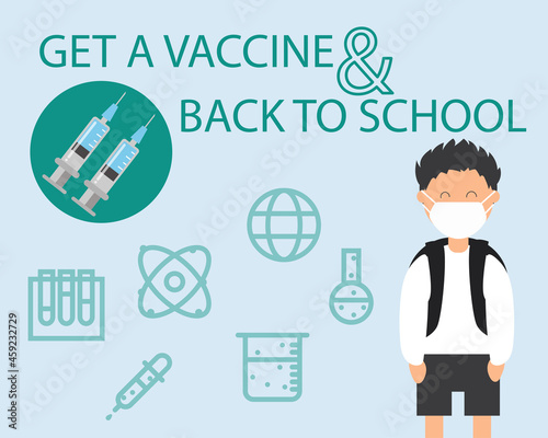 Time to vaccinate and back to school concept: Cartoon vetor style for your design.	