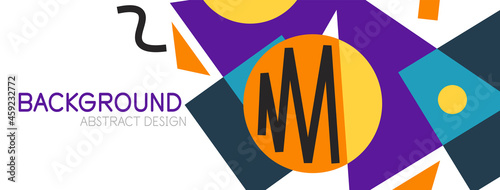 Wallpaper Mural Abstract background. Blocks, lines, triangles, circles composition. Techno or business concept for wallpaper, banner, background, landing page Torontodigital.ca