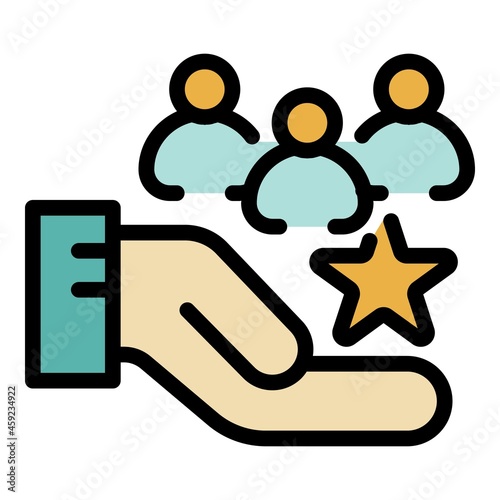 Vip shop clients icon. Outline vip shop clients vector icon color flat isolated