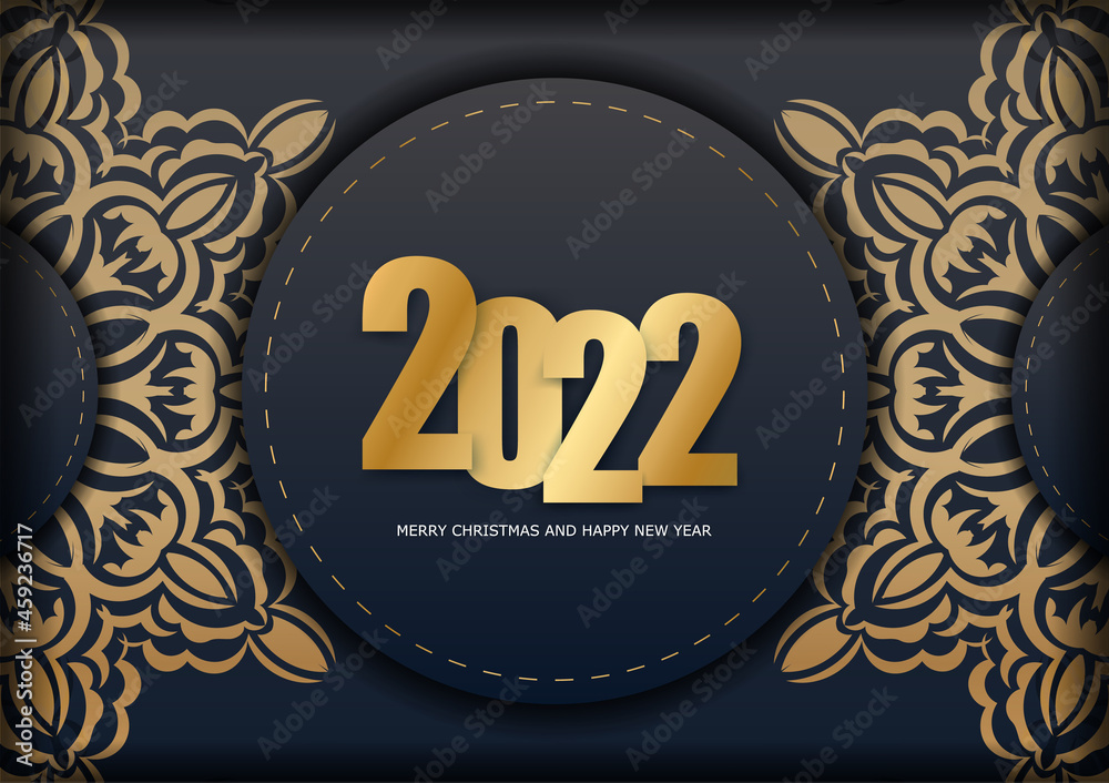 Christmas Flyer 2022 Flyer 2022 Merry Christmas Black Color With Vintage Gold Pattern Stock  Vector | Adobe Stock