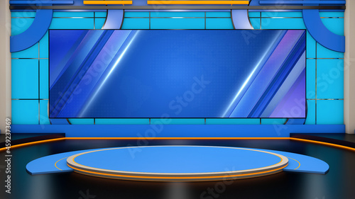 Virtual studio set.news studios background.3D render Virtual studio Background.television set design news studio.