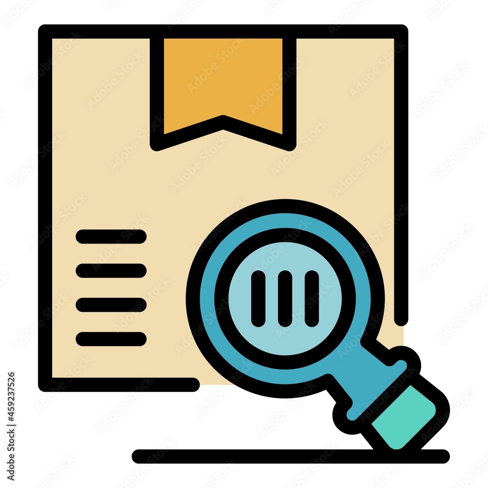 Inspect box icon. Outline inspect box vector icon color flat isolated Inspect box icon. Outline inspect box vector icon color flat isolated