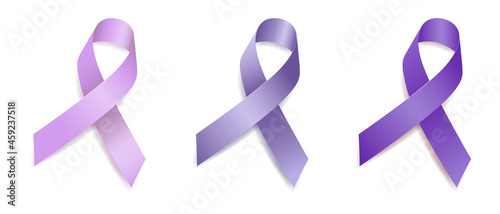 Fotografia Set of tree ribbon awareness purple, lavender, periwinkle blue