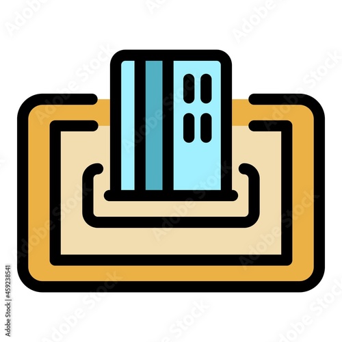 Credit card in use icon. Outline credit card in use vector icon color flat isolated