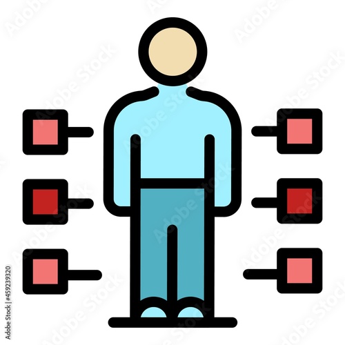 Worker responsibilities icon. Outline worker responsibilities vector icon color flat isolated
