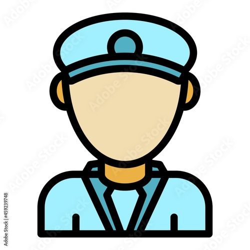 Train pilot icon. Outline train pilot vector icon color flat isolated
