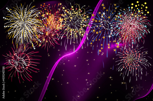 Feuerwerk abstrakt Hintergrund Schwarz lila lavendel gold silber rot blau