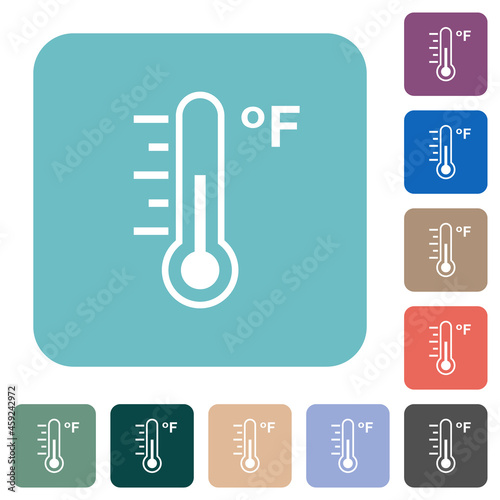 Fahrenheit thermometer medium temperature rounded square flat icons