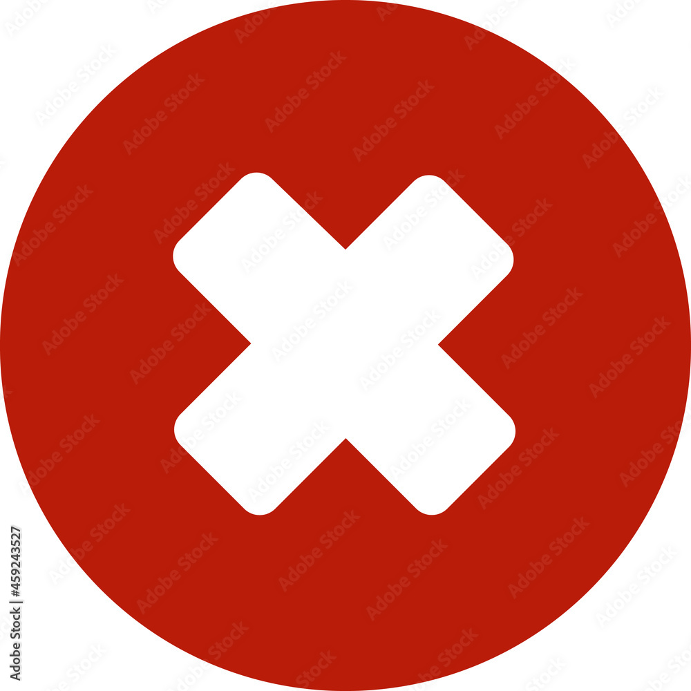 Danger Red Cross Circle Round. Vector art. Black and white. White background. Simple drawing. Danger Red Cross Circle Round. Vector art. Black and white. White background. Simple drawing.