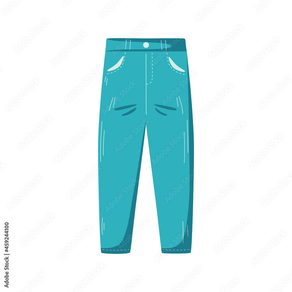 Jeans for child. Clothes for kids. Vector illustration isolated on white Jeans for child. Clothes for kids. Vector illustration isolated on white