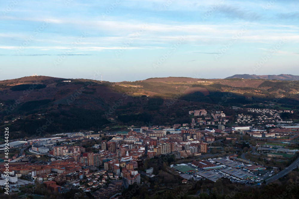 panoramic view of bilbao at sunset from mount malmasin