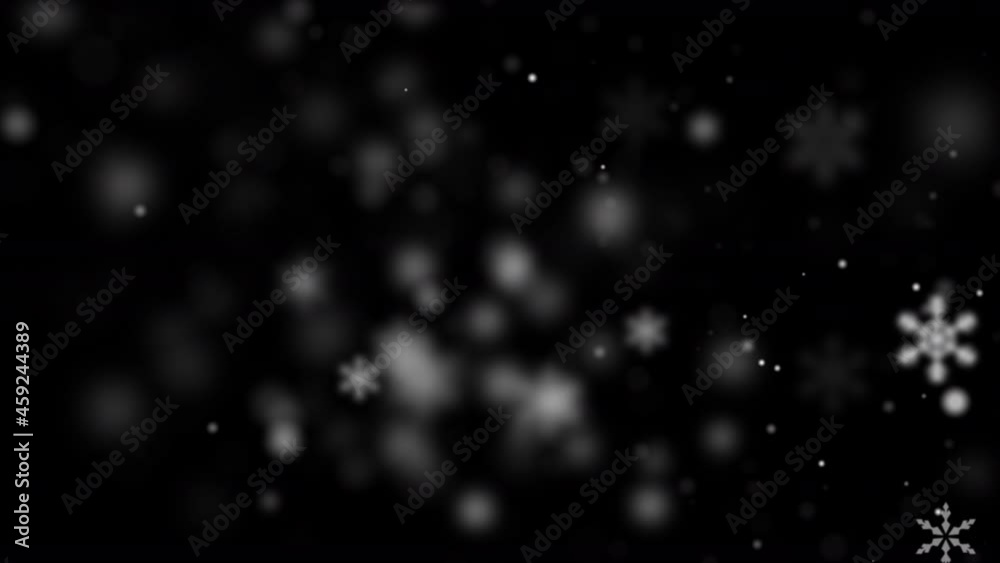 Abstract background Christmas with lighting, glittering, snowflake and particle dark and grain processed, falling snow with blur and depth of field effect
