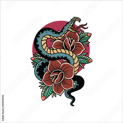 snake tattoo illustration vector design