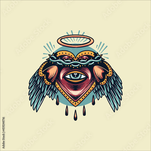 Obraz na plátně angel tattoo illustration vector design