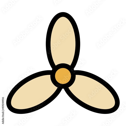 Three blade fan icon. Outline three blade fan vector icon color flat isolated