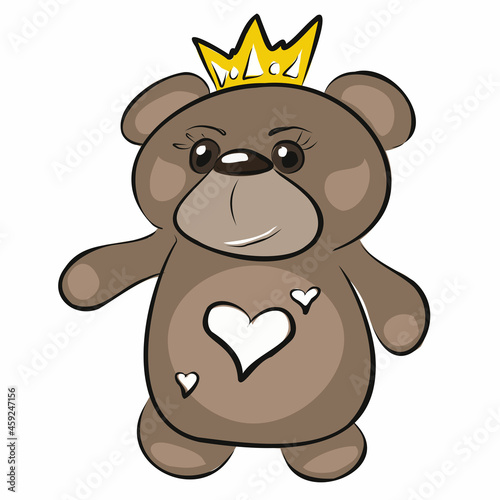 Cartoon animals in crowns, princes and princesses. Pig, kitty, hippo, turtle, dog, bear. Children's style. Wallpaper, decoration of the children's room. Isolated vector objects.