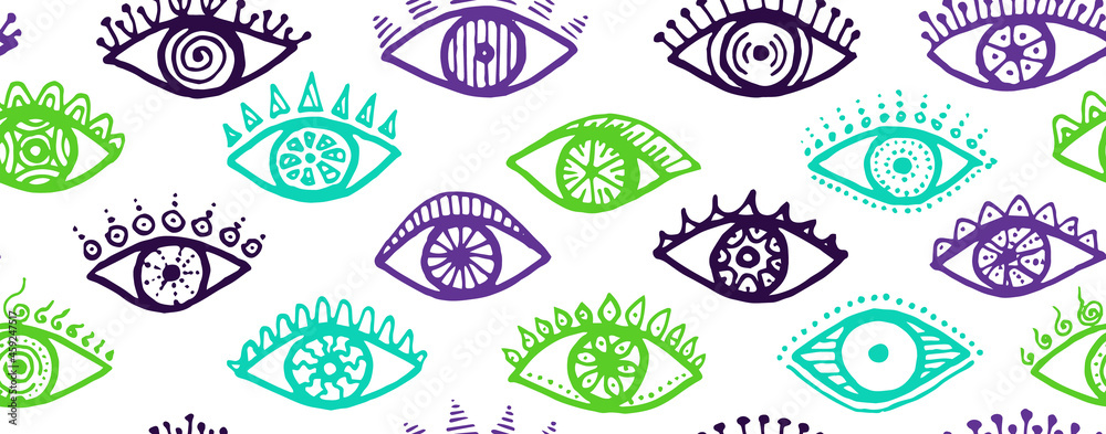 Naklejka premium Different female eyes abstract repeatable