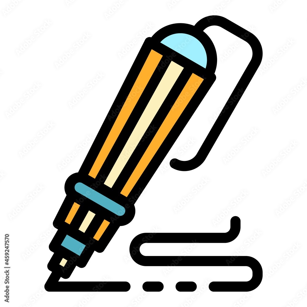 3d design pen icon. Outline 3d design pen vector icon color flat isolated 3d design pen icon. Outline 3d design pen vector icon color flat isolated