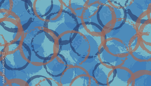 Summer watercolor circles geometry fabric print. Circular splotch overlapping elements vector