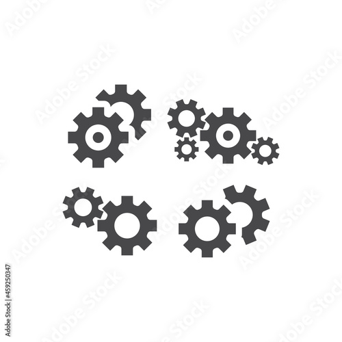 Cogs and gear setup black vector icon. Cogwheel and gears web symbol.