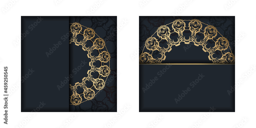 Black color brochure template with luxury gold pattern for your brand.